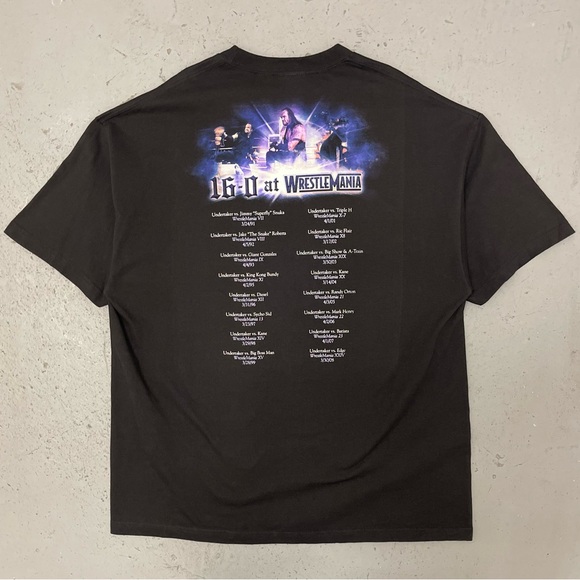Vintage 2008 WWE The Undertaker 16-0 At WrestleMania Rare Wrestling T Shirt XXL - Picture 5 of 6
